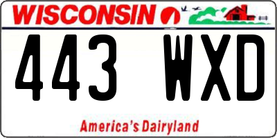 WI license plate 443WXD