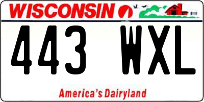 WI license plate 443WXL