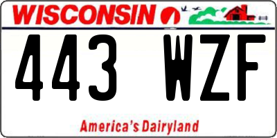 WI license plate 443WZF