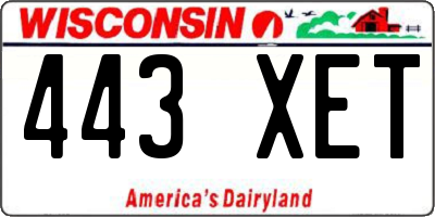 WI license plate 443XET