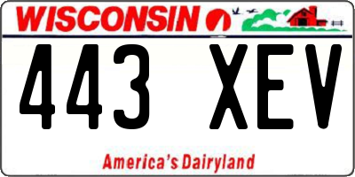 WI license plate 443XEV
