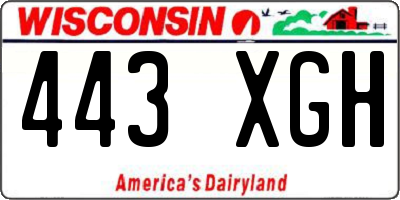 WI license plate 443XGH