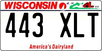 WI license plate 443XLT