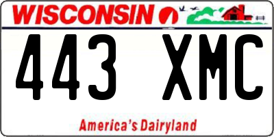 WI license plate 443XMC