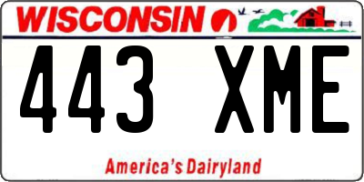 WI license plate 443XME