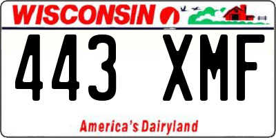 WI license plate 443XMF