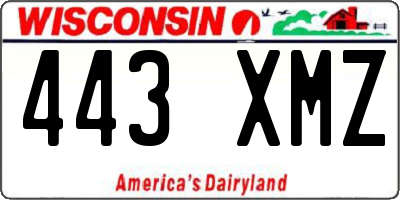 WI license plate 443XMZ