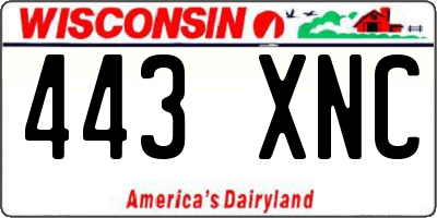 WI license plate 443XNC