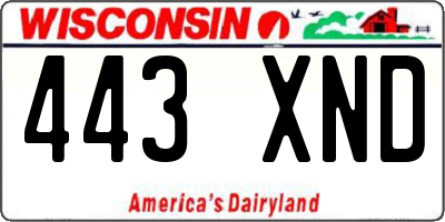 WI license plate 443XND