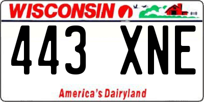WI license plate 443XNE