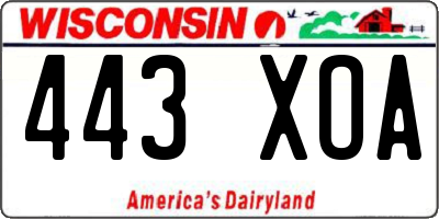 WI license plate 443XOA