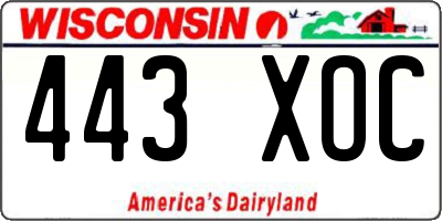 WI license plate 443XOC
