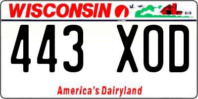 WI license plate 443XOD