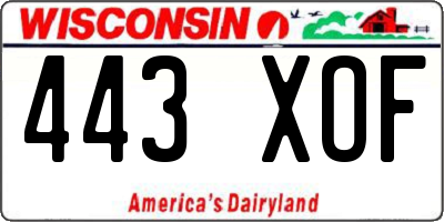 WI license plate 443XOF