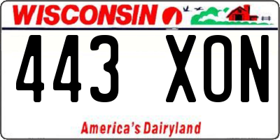 WI license plate 443XON
