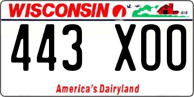 WI license plate 443XOO