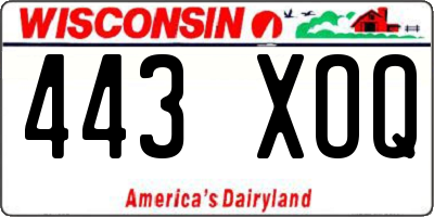 WI license plate 443XOQ