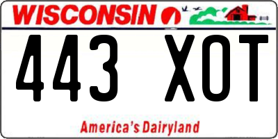 WI license plate 443XOT