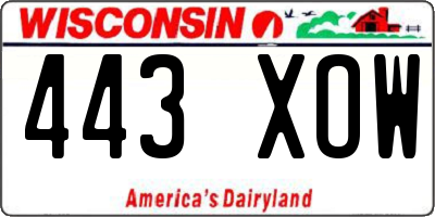 WI license plate 443XOW