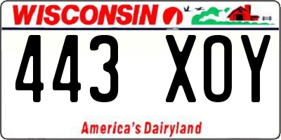 WI license plate 443XOY