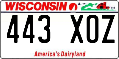 WI license plate 443XOZ