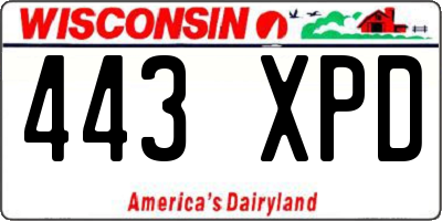 WI license plate 443XPD