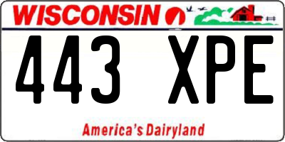 WI license plate 443XPE