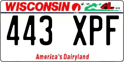 WI license plate 443XPF