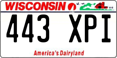 WI license plate 443XPI