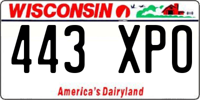 WI license plate 443XPO