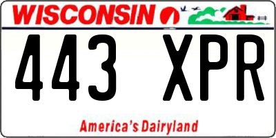 WI license plate 443XPR