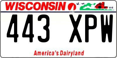 WI license plate 443XPW