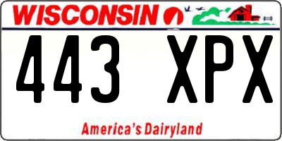 WI license plate 443XPX