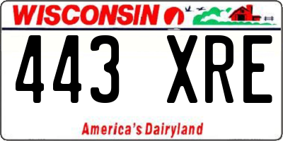 WI license plate 443XRE