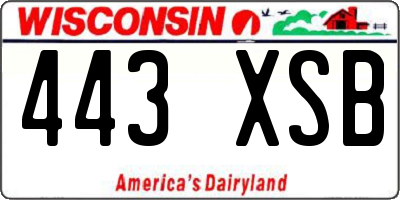 WI license plate 443XSB