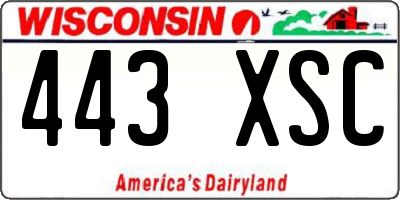 WI license plate 443XSC