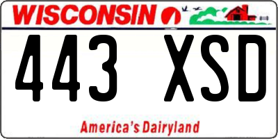 WI license plate 443XSD