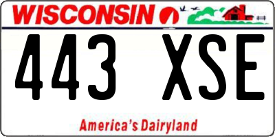 WI license plate 443XSE