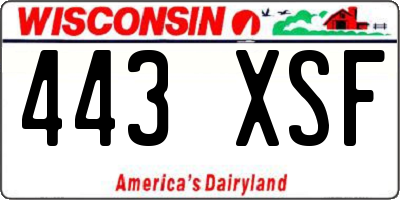 WI license plate 443XSF
