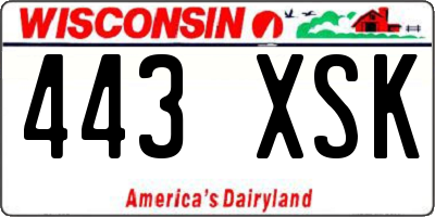 WI license plate 443XSK