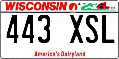 WI license plate 443XSL