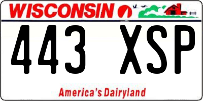 WI license plate 443XSP