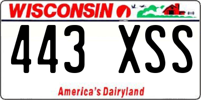 WI license plate 443XSS