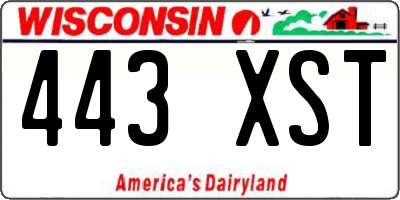 WI license plate 443XST