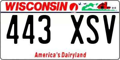 WI license plate 443XSV