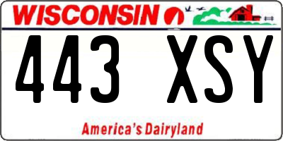 WI license plate 443XSY