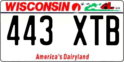 WI license plate 443XTB