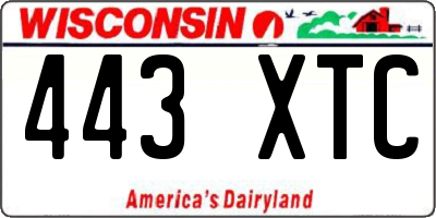 WI license plate 443XTC