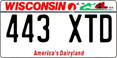 WI license plate 443XTD