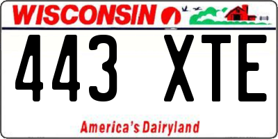 WI license plate 443XTE